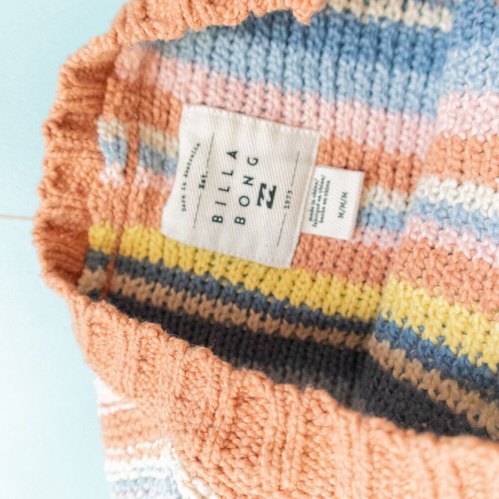 NWT Billabong Seeing Double Multicolored Crewneck Striped Sweater Size Medium - Picture 5 of 9